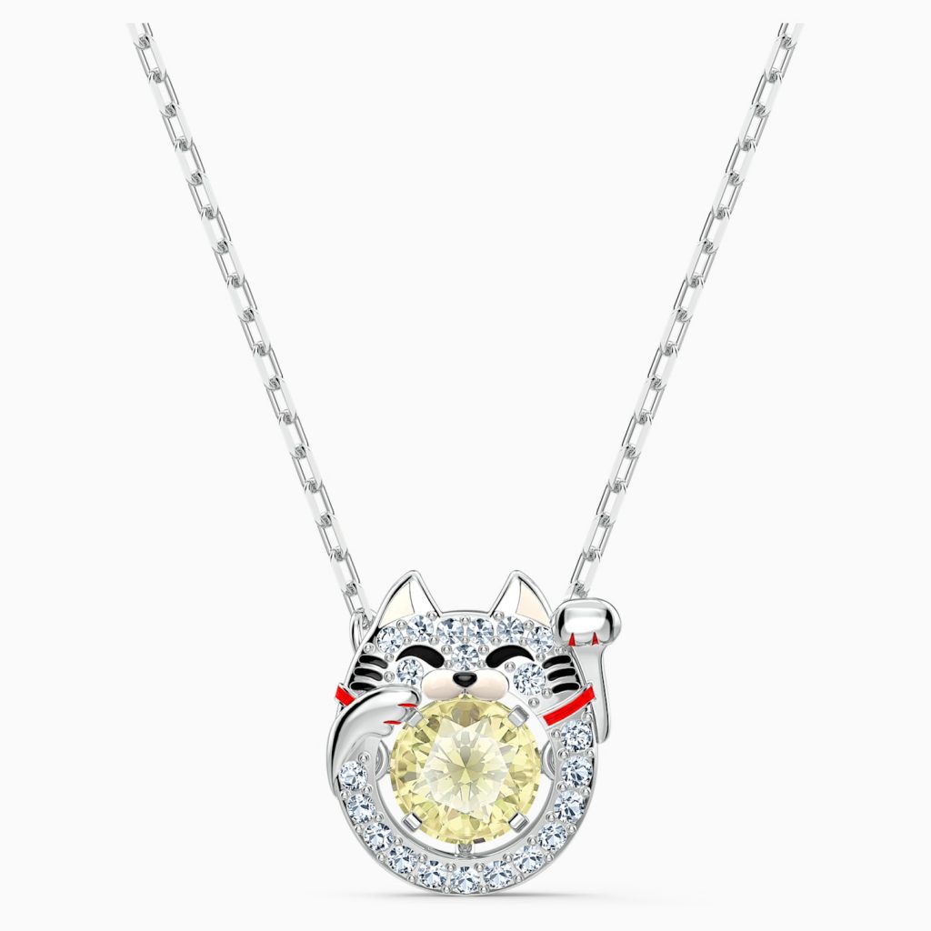 COLLIER SWAROVSKI SPARKLING DANCE CAT, MULTICOLORE CLAIR, MÉTAL RHODIÉ